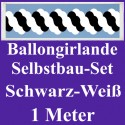 Ballongirlande Schwarz-Weiß, 1 Meter, Selbstbau-Set mit Dekoscheiben