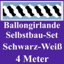 Ballongirlande Schwarz-Weiß, 4 Meter, Selbstbau-Set mit Dekoscheiben