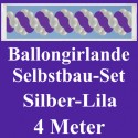 Ballongirlande Silber-Lila, 4 Meter, Selbstbau-Set mit Dekoscheiben