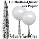 Ballonquaste Schwarz-Weiß-Grau aus Papier