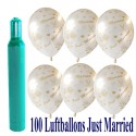 Maxi-Set 9, 100 Hochzeitsluftballons, Just Married, mit Helium