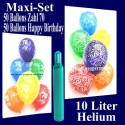 Maxi-Set 50 Luftballons Happy Birthday, Geburtstag, 50 Luftballons Zahlen 70 mit Helium