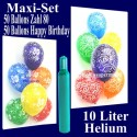 Maxi-Set 50 Luftballons Happy Birthday, Geburtstag, 50 Luftballons Zahlen 80 mit Helium