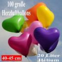 Maxi-Set 1B-45, 100 Herzluftballons 40-45 cm mit Helium, Farbauswahl