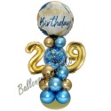 Partydeko mit LED-Beleuchtung zum 29. Geburtstag in Blau und Gold, Happy Birthday