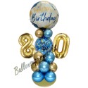 Partydeko mit LED-Beleuchtung zum 80. Geburtstag in Blau und Gold, Happy Birthday