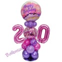 Partydeko mit LED-Beleuchtung zum 20. Geburtstag in Pink und Lila, Happy Birthday