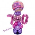 Partydeko mit LED-Beleuchtung zum 70. Geburtstag in Pink und Lila, Happy Birthday