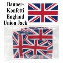 Banner Konfetti England, Tischdeko, Union Jack Flagge