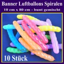 Banner Spiralen Luftballons 10 cm x 80 cm, 10 Stück -  Bunt gemischt
