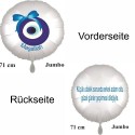 Großer Rundluftballon in Satin Weiß "Küçük ufaklik sonunda erkek adam oldu güzel günler geçirmesi dileğiyle", 71 cm