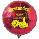 Bestanden! Wir sind stolz auf Dich! Bravo! Roter Luftballon mit Helium-Ballongas, Ballongrüße