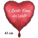 Beste Oma der Welt! Roter Herzluftballon aus Folie mit Ballongas-Helium