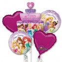 Ballon-Bouquet aus 5 Disney Princess Luftballons, Happy Birthday, inklusive Helium zum Kindergeburtstag