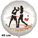 Boxen. Sport. You are the Champion! Rundluftballon aus Folie, satin-weiss, 45 cm, inklusive Helium-Ballongas