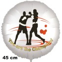 Boxen. Sport. You are the Champion! Rundluftballon aus Folie, satin-weiss, 45 cm, ohne Helium-Ballongas