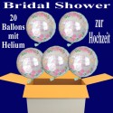 Bridal Shower, Luftballons zur Hochzeit, 20 Folienballons mit Helium