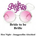 Bride to be Partybrille, Hen Party, Junggesellinnenabschied