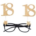 Party-Brille Gold Glitter, Zahl 18 zum 18. Geburtstag