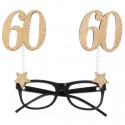 Party-Brille Gold Glitter, Zahl 60 zum 60. Geburtstag