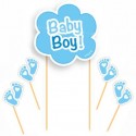 Cake Topper Baby Boy zur Babyparty und Geburt eines Jungen, 5 Stück