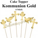 Cake Topper Kommunion, Gold, 6 Stück