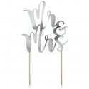 Hochzeitstorten-Dekoration, Cake Topper Mr & Mrs, silber