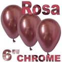 Chrome Luftballons Rosa, Latex 15 cm Ø 10 Stück