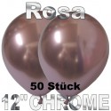Chrome Luftballons Rosa, 30 cm Ø, 50 Stück