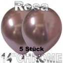 Chrome Luftballons Rosa, 35 cm Ø, 5 Stück