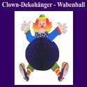 Dekorationshänger Clown mit blauem Wabenball, 40 cm