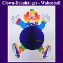 Dekorationshänger Clown mit blauem Wabenball, 55 cm
