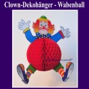 Dekorationshänger Clown mit rotem Wabenball, 55 cm