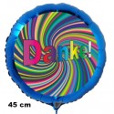 Danke, Rund-Luftballon aus Folie, Rainbow Spiral, 45 cm, ohne Helium-Ballongas