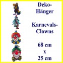 Deko-Hänger mit 4 Clowns, Dekoration zu Karneval und Fasching