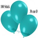 Deko-Luftballons, Türkis, Latex 30 cm Ø, 100 Stück 