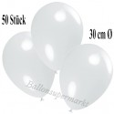 Deko-Luftballons, Weiß, Latex 30 cm Ø, 50 Stück 