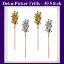 Deko-Picker Frills, Silber / Gold, 30 Stück, Party-Tischdekoration