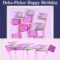 Deko-Picker Happy Birthday, 20 Stück, Party-Tischdekoration Geburtstag