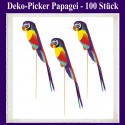 Deko-Picker Papagei, 100 Stück, Party-Tischdekoration