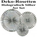 Deko-Rosetten, holografisch Silber, 3er Set