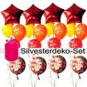 Ballons-Einweg-Helium-Set-Silvester, Silvester-Luftballons Happy New Year, Silvesterdekoration
