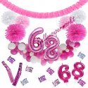 Happy Birthday Pink & White, Do it yourself Geburtstagsdeko-Set mit organischer Luftballongirlande zum 68. Geburtstag, 91-teilig