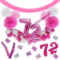 Happy Birthday Pink & White, Do it yourself Geburtstagsdeko-Set mit organischer Luftballongirlande zum 72. Geburtstag, 91-teilig