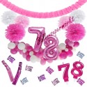 Happy Birthday Pink & White, Do it yourself Geburtstagsdeko-Set mit organischer Luftballongirlande zum 78. Geburtstag, 91-teilig