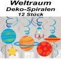 Blast Off Deko-Swirls, Deko-Spiralen zum Weltraum Kindergeburtstag