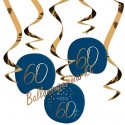 Deko-Spiralen, Swirls Elegant True Blue 60, Dekoration zum 60. Geburtstag, 5 Stück