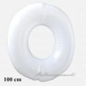Luftballon aus Folie Zahl 0, Weiß, 100 cm, inklusive Helium/Ballongas