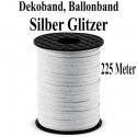 Ballonband, Dekoband, 1 Rolle 225 m, Silber Glitter