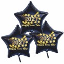 Silvester-Bouquet, 3 schwarze Sternballons, 2027 Happy New Year, mit Helium, Silvesterdekoration
